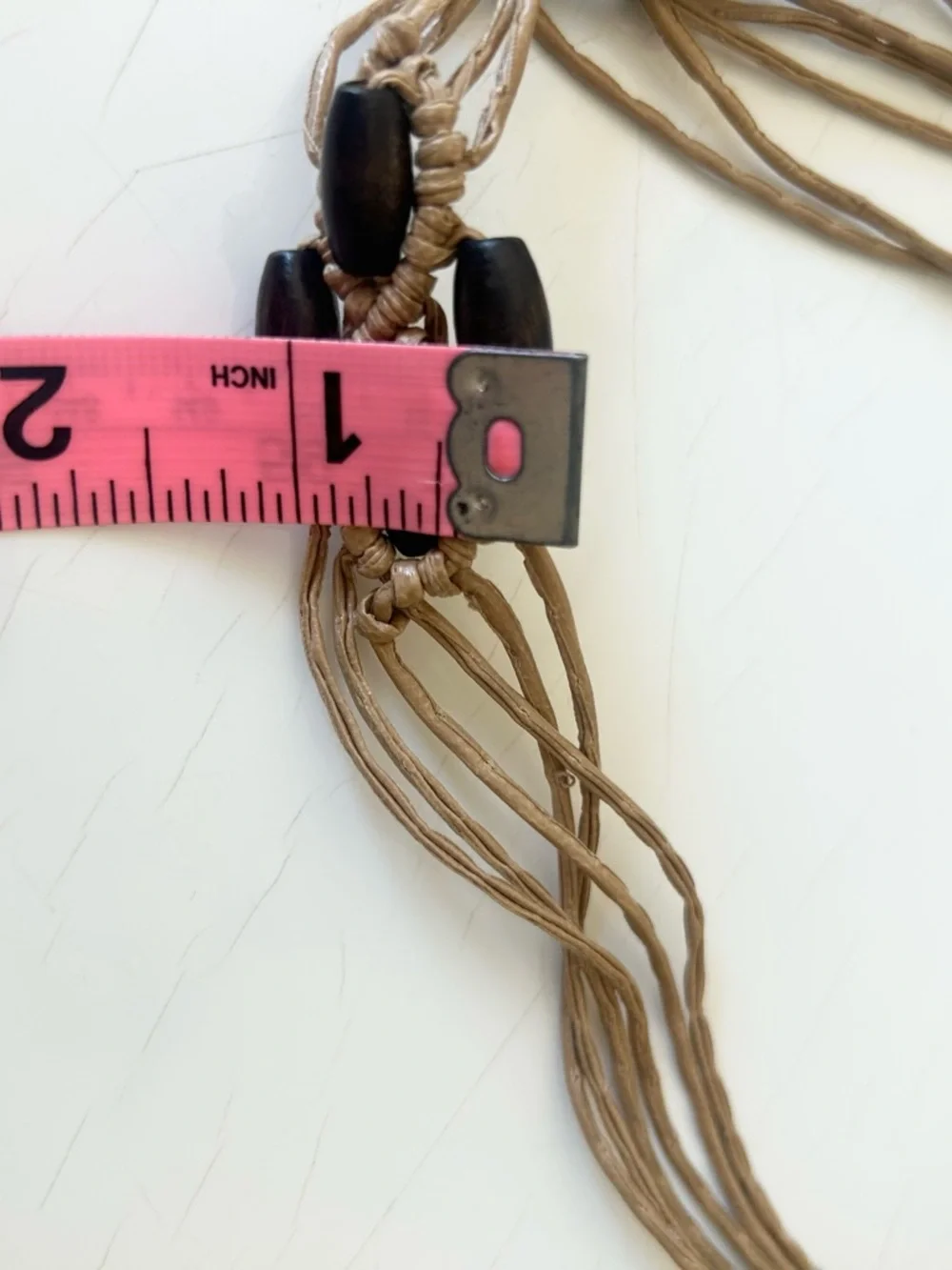 Vintage Boho Taupe Multi-Strand Belt with Black Beads Festival Coachella